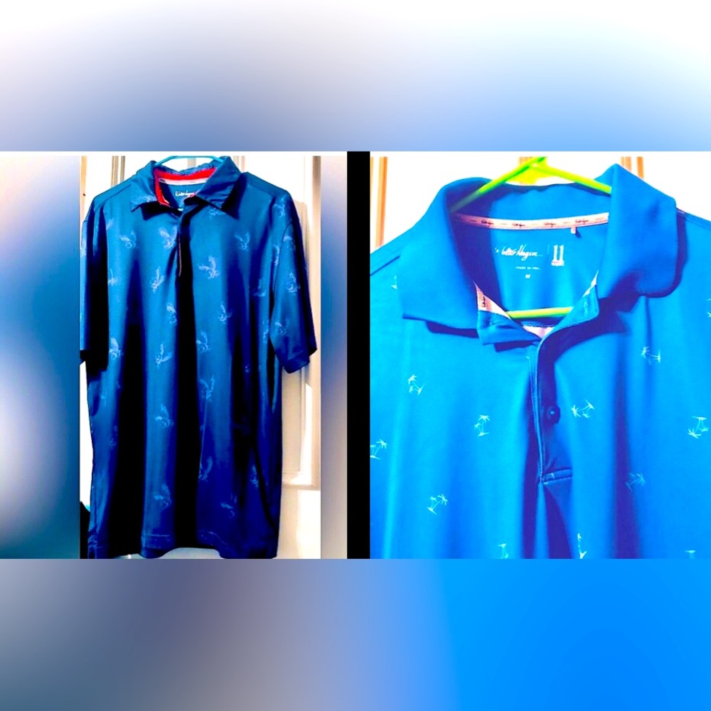 2 Walter Hagen Golf Polo Shirt Men’s Size Medium Moisture Wicking Turquoise Navy